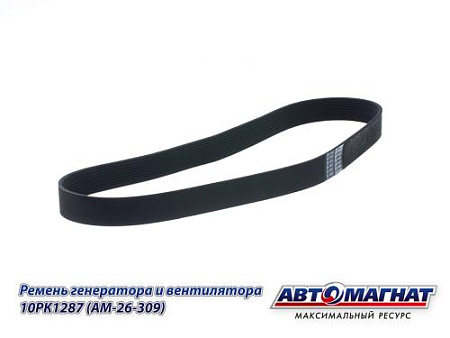 10PK1287 (AM-26-309) (АМ) Ремень генератора и вентилятора  (дв.Вейчай) WP12, WP12-375E40 (10)